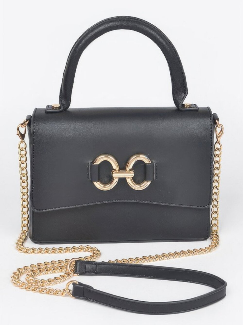 Faux Leather Top Handle Bag